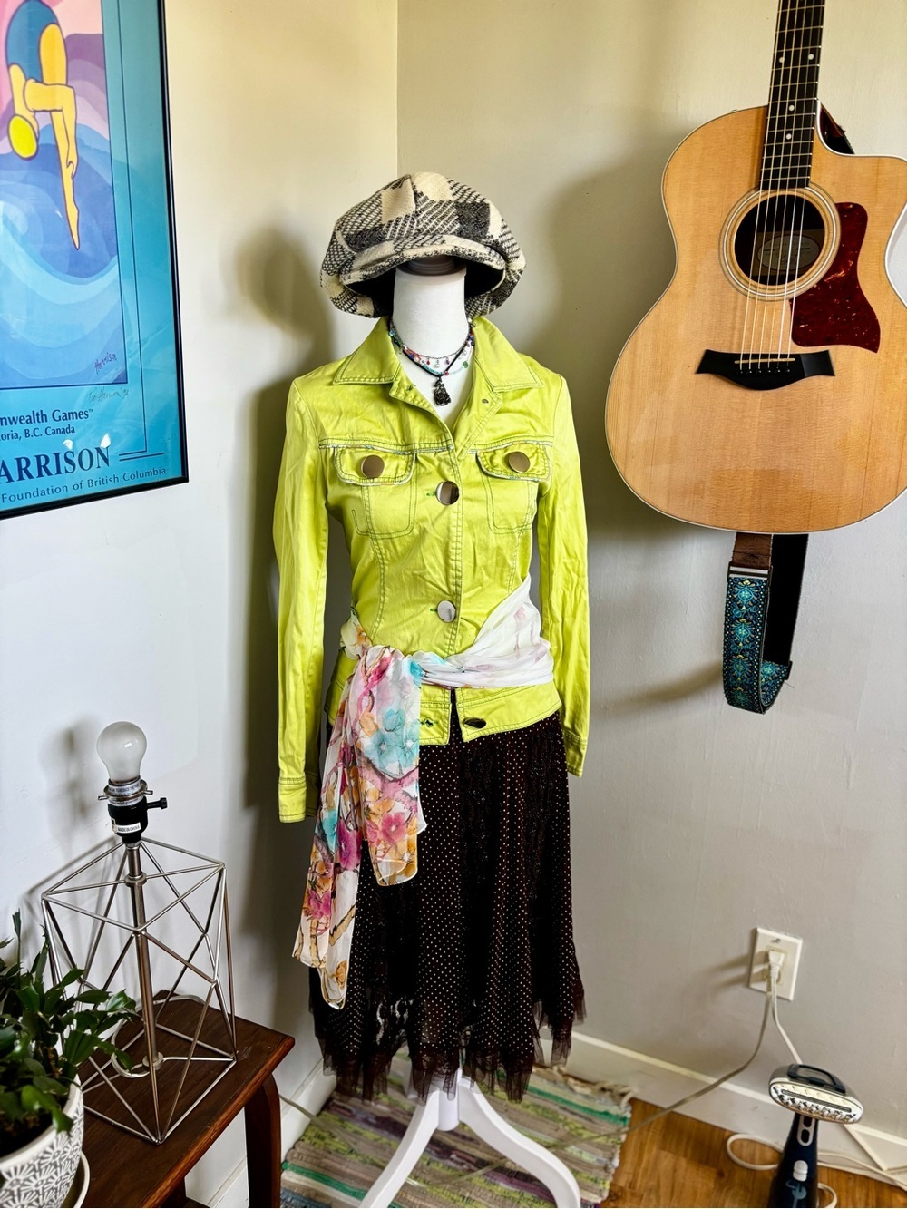 Y2K Korean Chuanpei Fashion Lime Green Button Down Jacket